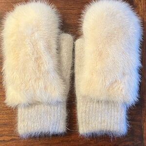 Real Mink Cream Mittens